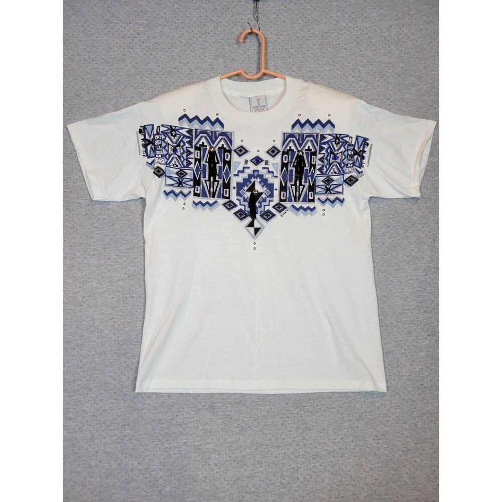 VTG 90s KWBL Puffy Glitter Paint T-shirt Womens One Size Tassel Southwestern